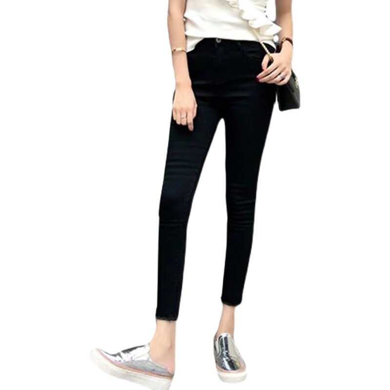 Black high-waisted skinny jeans for women in the summer of 2022, thin and new style, slimming and form-fitting pencil pants Item Picture